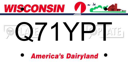 Q71YPT Wisconsin License Plate