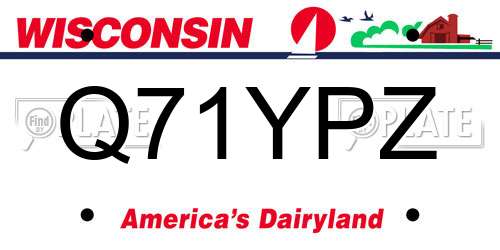 Q71YPZ Wisconsin License Plate