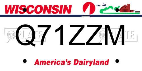 Q71ZZM Wisconsin License Plate