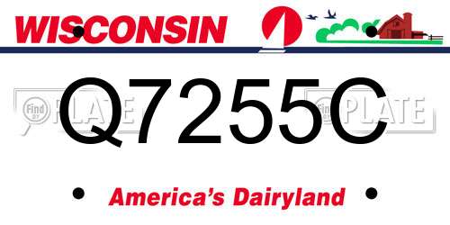 Q7255C Wisconsin License Plate