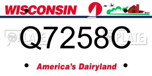 Q7258C Wisconsin License Plate