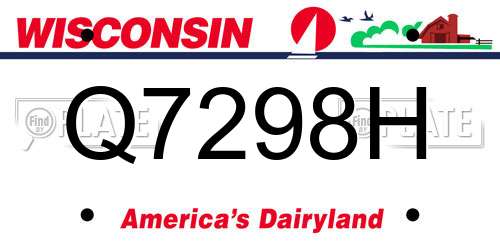 Q7298H Wisconsin License Plate