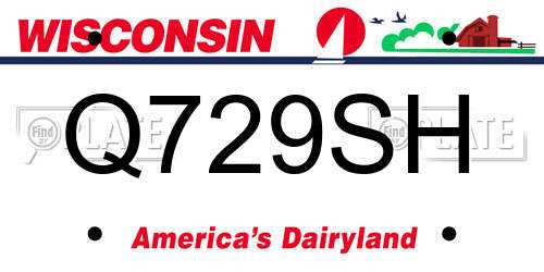 Q729SH Wisconsin License Plate
