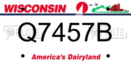 Q7457B Wisconsin License Plate