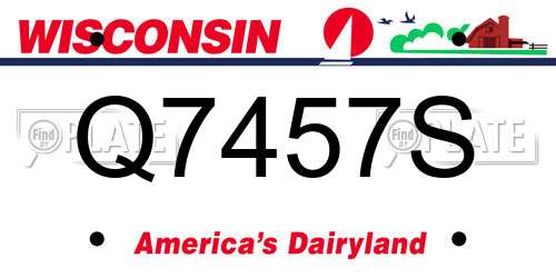 Q7457S Wisconsin License Plate