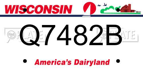 Q7482B Wisconsin License Plate