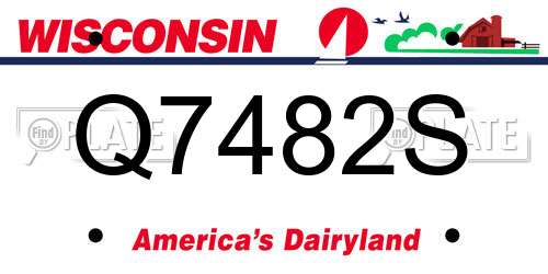 Q7482S Wisconsin License Plate