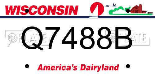 Q7488B Wisconsin License Plate