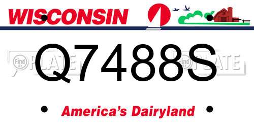 Q7488S Wisconsin License Plate