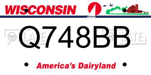 Q748BB Wisconsin License Plate