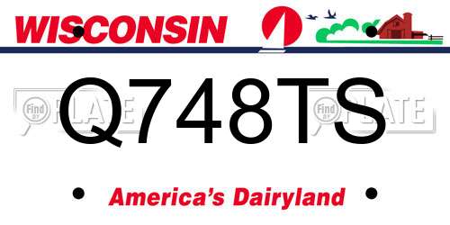Q748TS Wisconsin License Plate
