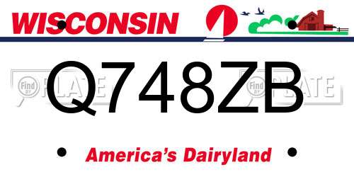 Q748ZB Wisconsin License Plate
