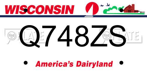 Q748ZS Wisconsin License Plate