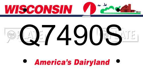 Q7490S Wisconsin License Plate