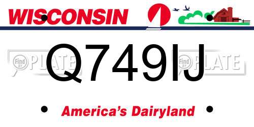 Q749IJ Wisconsin License Plate