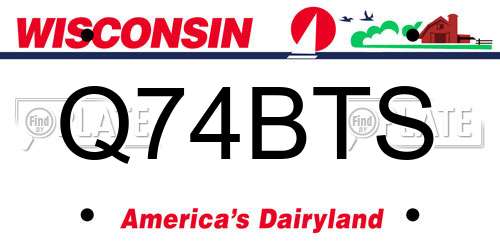Q74BTS Wisconsin License Plate