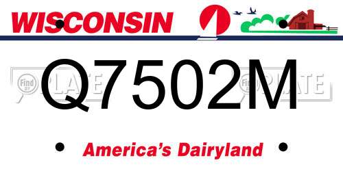 Q7502M Wisconsin License Plate