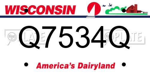 Q7534Q Wisconsin License Plate