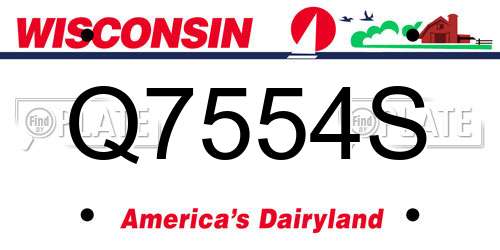 Q7554S Wisconsin License Plate