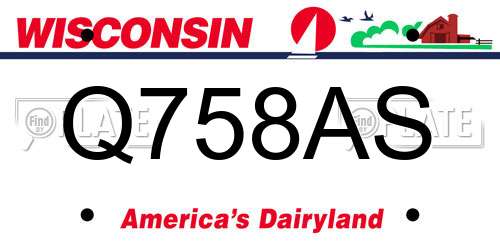 Q758AS Wisconsin License Plate