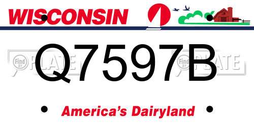 Q7597B Wisconsin License Plate