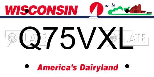 Q75VXL Wisconsin License Plate
