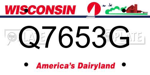 Q7653G Wisconsin License Plate