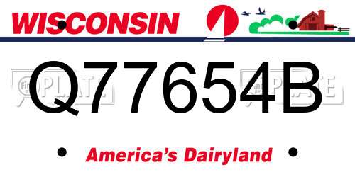 Q77654B Wisconsin License Plate