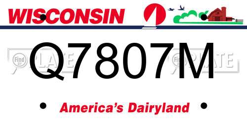 Q7807M Wisconsin License Plate