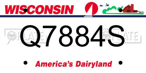 Q7884S Wisconsin License Plate