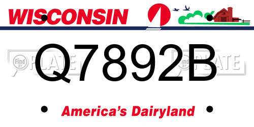 Q7892B Wisconsin License Plate