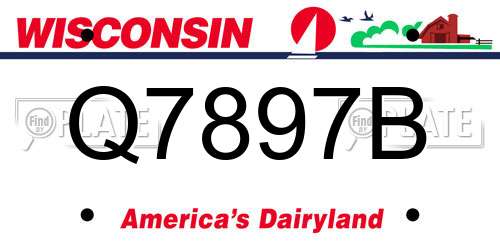 Q7897B Wisconsin License Plate
