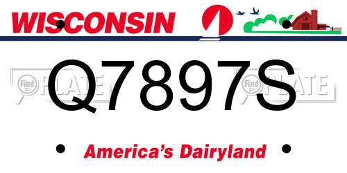 Q7897S Wisconsin License Plate