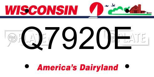 Q7920E Wisconsin License Plate