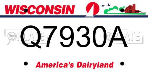 Q7930A Wisconsin License Plate