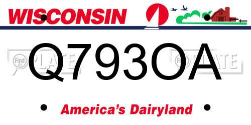 Q793OA Wisconsin License Plate