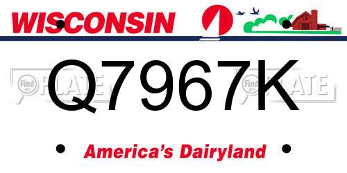 Q7967K Wisconsin License Plate