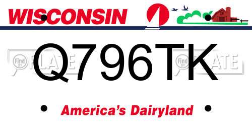 Q796TK Wisconsin License Plate