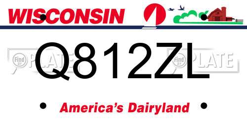 Q812ZL Wisconsin License Plate