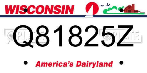 Q81825Z Wisconsin License Plate