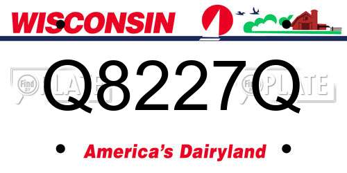 Q8227Q Wisconsin License Plate