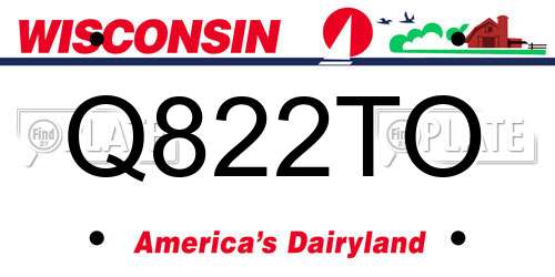 Q822TO Wisconsin License Plate