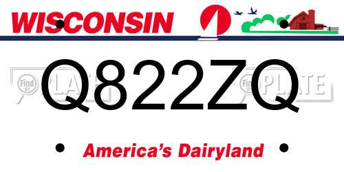 Q822ZQ Wisconsin License Plate