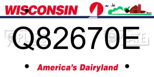 Q82670E Wisconsin License Plate