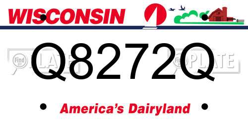 Q8272Q Wisconsin License Plate