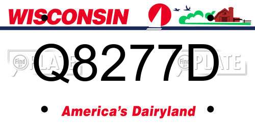 Q8277D Wisconsin License Plate