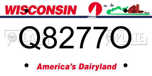 Q8277O Wisconsin License Plate