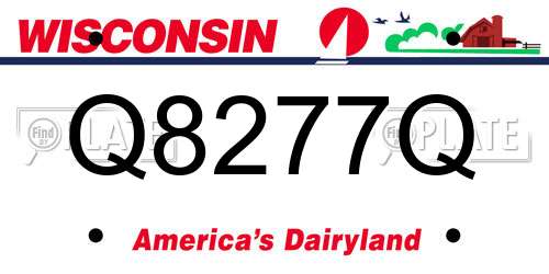 Q8277Q Wisconsin License Plate