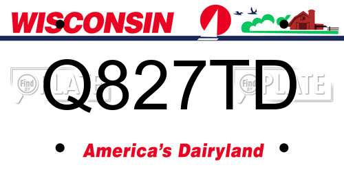Q827TD Wisconsin License Plate