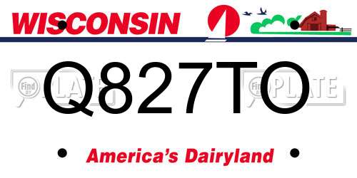 Q827TO Wisconsin License Plate